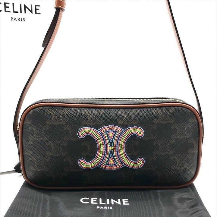 Celine Macadam Embroidery Triomphe Limited Edition Leather Shoulder Camera Bag