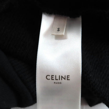 Celine Cotton Eddie Era Back Logo Pullover Hoodie Black Sweater — view 7