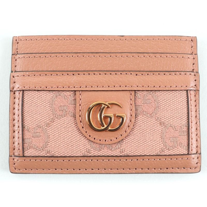 Gucci Leather GG Canvas Pattern Card Case Pass Pink Box Storage