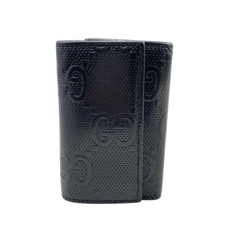 Em0553 Gucci Key Case Men's 625565 GG Embossed 6-Ribbon Black