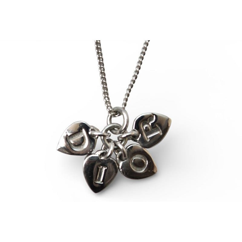 Christian Dior Necklace Heart Motif Logo Silver