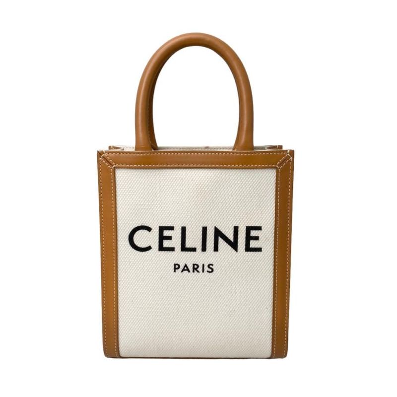 Celine Handbag Shoulder Bag Mini Vertical Cabas 193302bnz Logo Natural Tan