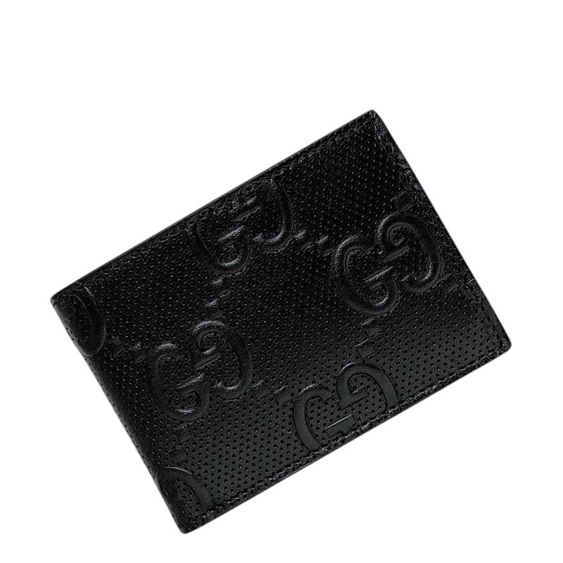 Gucci Bifold Wallet Black GG Embossed Billfold