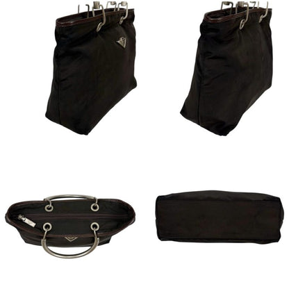 Bottega Veneta 2WAY Mini Tote Shoulder Bag Brown Nylon Canvas Silver Hardware