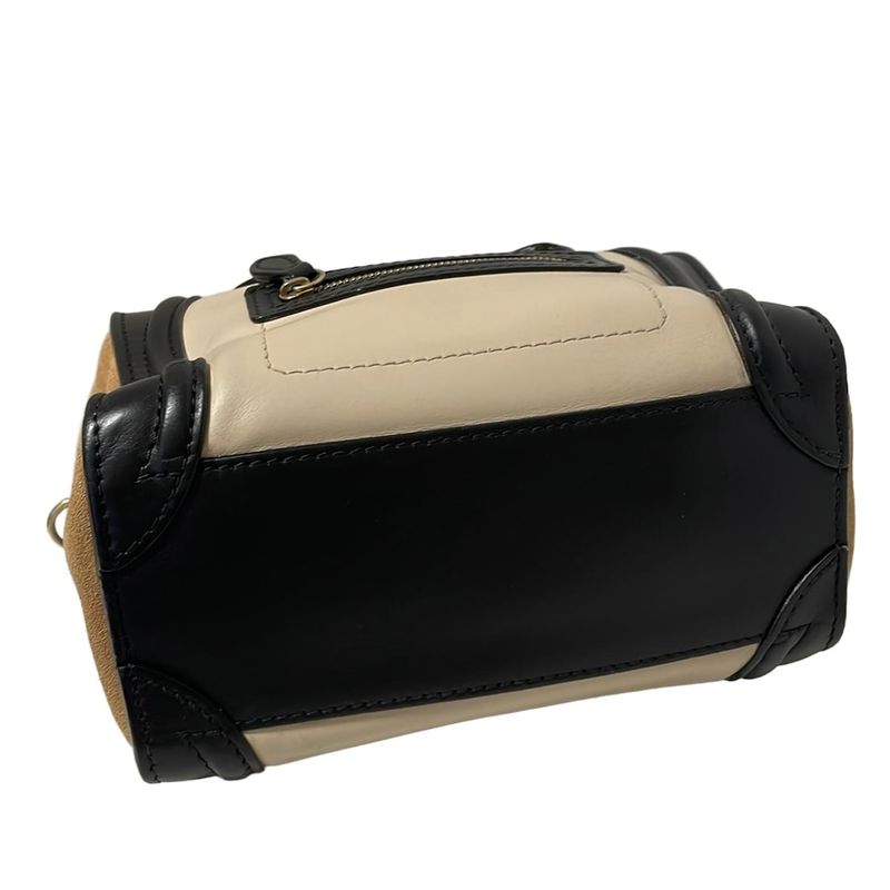 Celine Handbag Luggage Mini Shopper Beige X Black X Light Brown