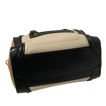 Celine Handbag Luggage Mini Shopper Beige X Black X Light Brown