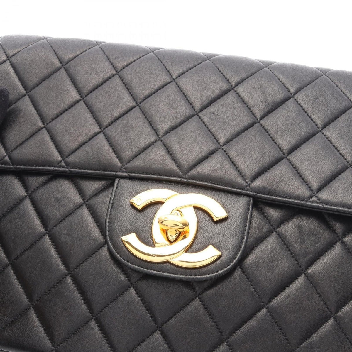 Chanel Shoulder Bag Big Quilted 30 Single Flap Black Lambskin — view 13