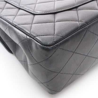 Chanel Shoulder Bag Big Quilted 30 Single Flap Black Lambskin — view 8