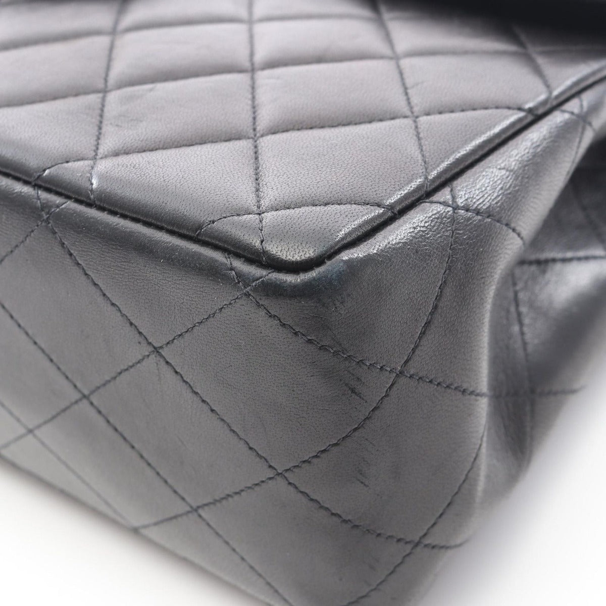 Chanel Shoulder Bag Big Quilted 30 Single Flap Black Lambskin — view 10