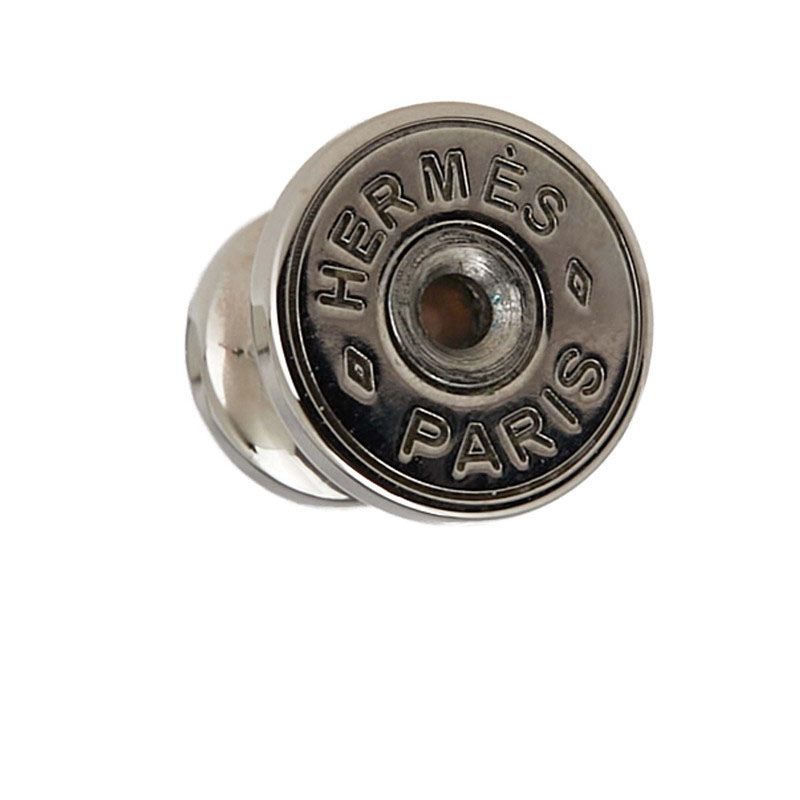 Hermes ISM Stud Brown Pink Silver Hardware Buffalo Horn Metal Women Hermes