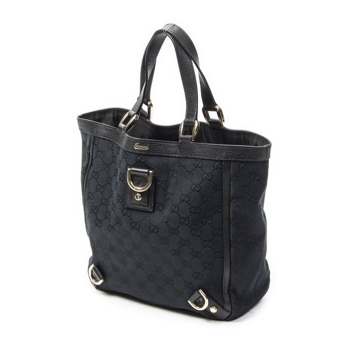 Gucci Small Abbey Dring Tote Black GG Canvas — view 2