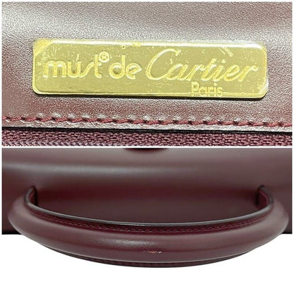 Cartier Handbag Bordeaux Must Excellent Condition Leather Preowned Cartier