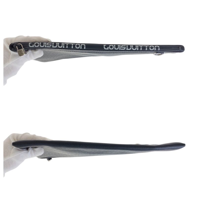 Louis Vuitton Taiga Pochette Apollo Black Silver Hardware Leather M30086 Clutch