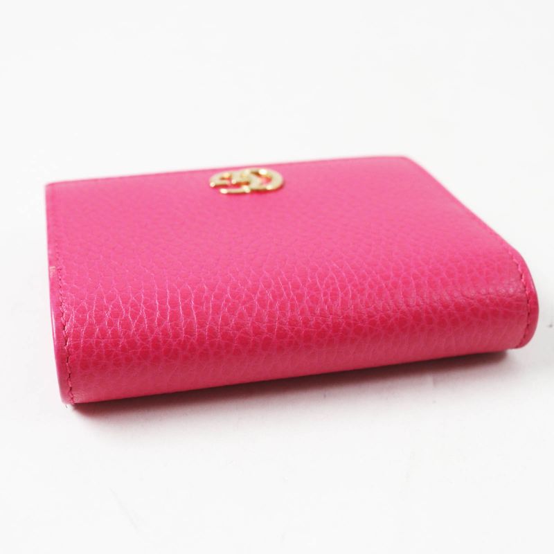 Gucci 456126 GG Marmont Leather Mini Wallet/bifold Wallet Shocking Pink Gold