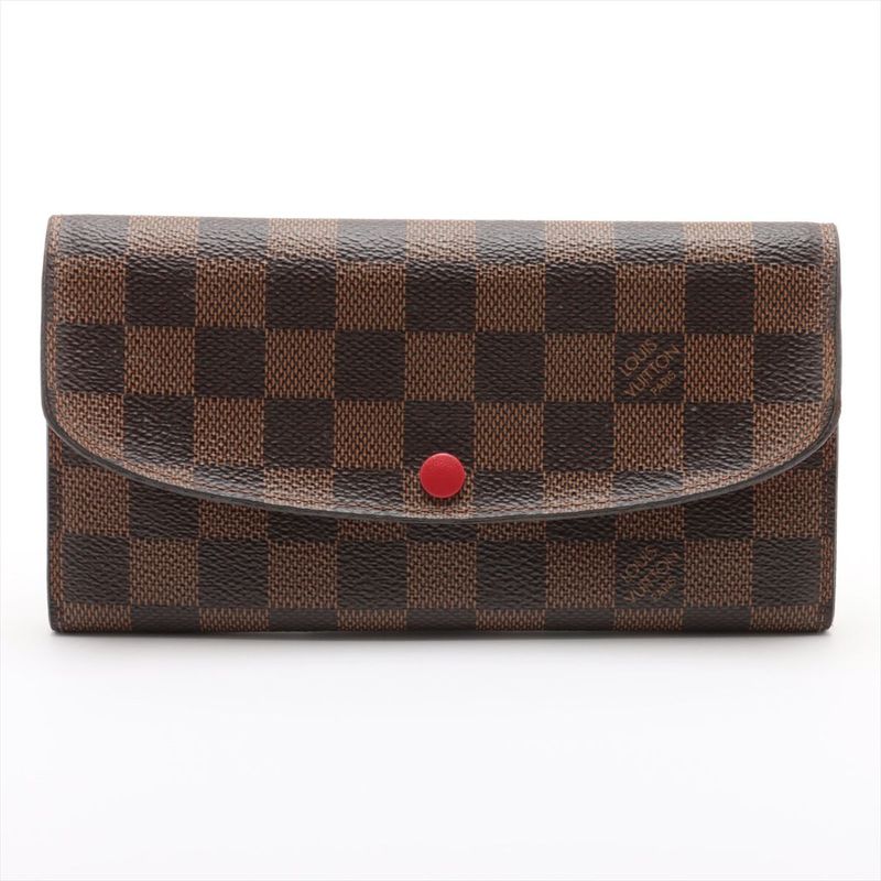 Louis Vuitton Damier Portefeuille Emilie Zipper Long Wallet N63544 Ebène Brown