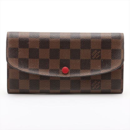 Louis Vuitton Damier Portefeuille Emilie Zipper Long Wallet N63544 Ebène Brown