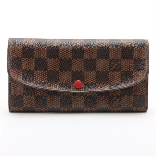 Louis Vuitton Damier Portefeuille Emilie Zipper Long Wallet N63544 Ebène Brown
