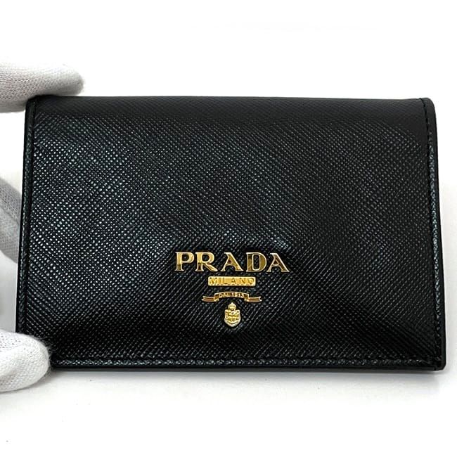 Prada Business Card Case Black NERO Excellent Condition Saffiano Leather
