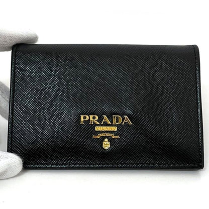 Prada Business Card Case Black NERO Excellent Condition Saffiano Leather