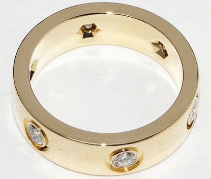 Cartier Ring 18K Yellow Gold Diamond 6P Love Ring Full Diamond B40975