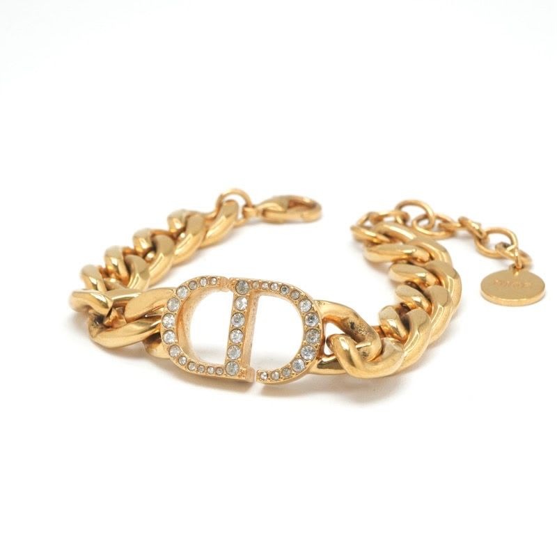 Christian Dior 30 Montaigne Bracelet Logo Chain Rhinestone