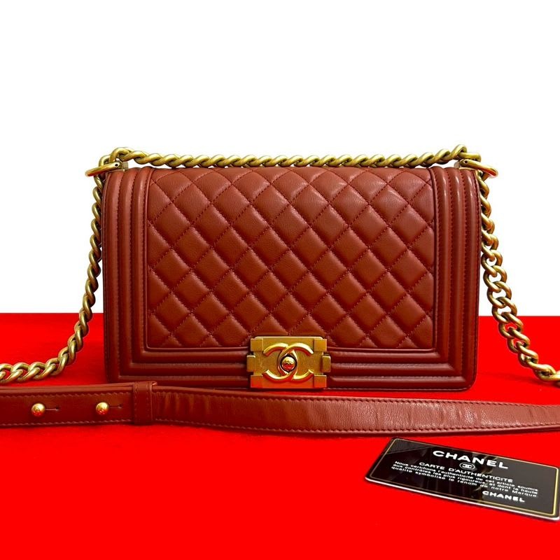 Chanel Boy Lambskin Chain Shoulder Bag