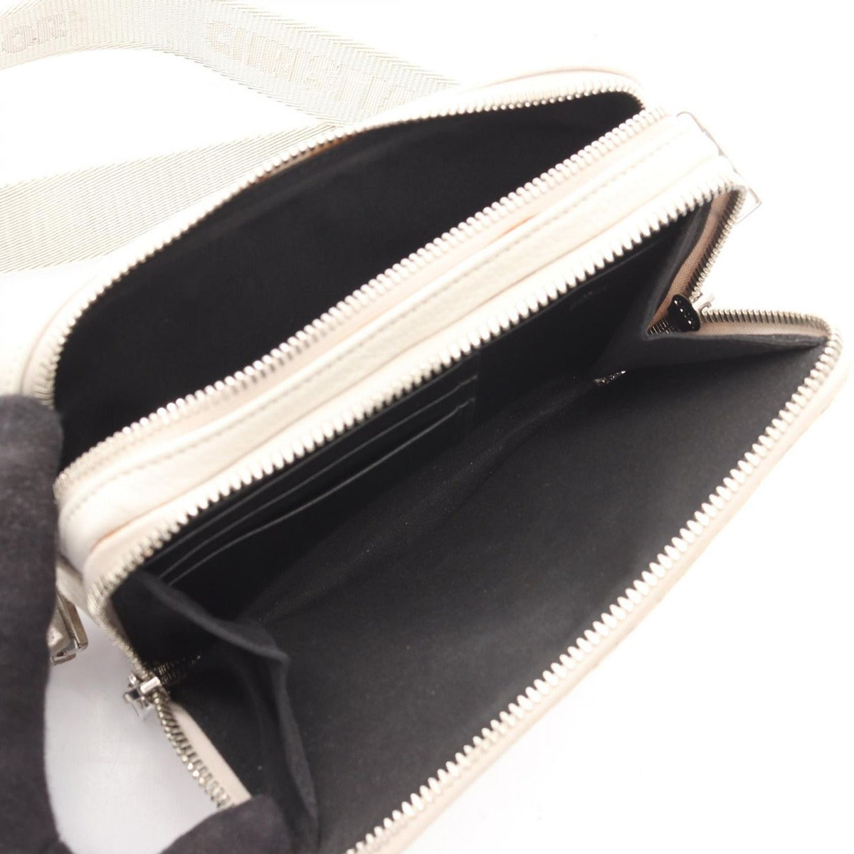 Dior Christian Shoulder Bag White Ivory Canvas B — view 3