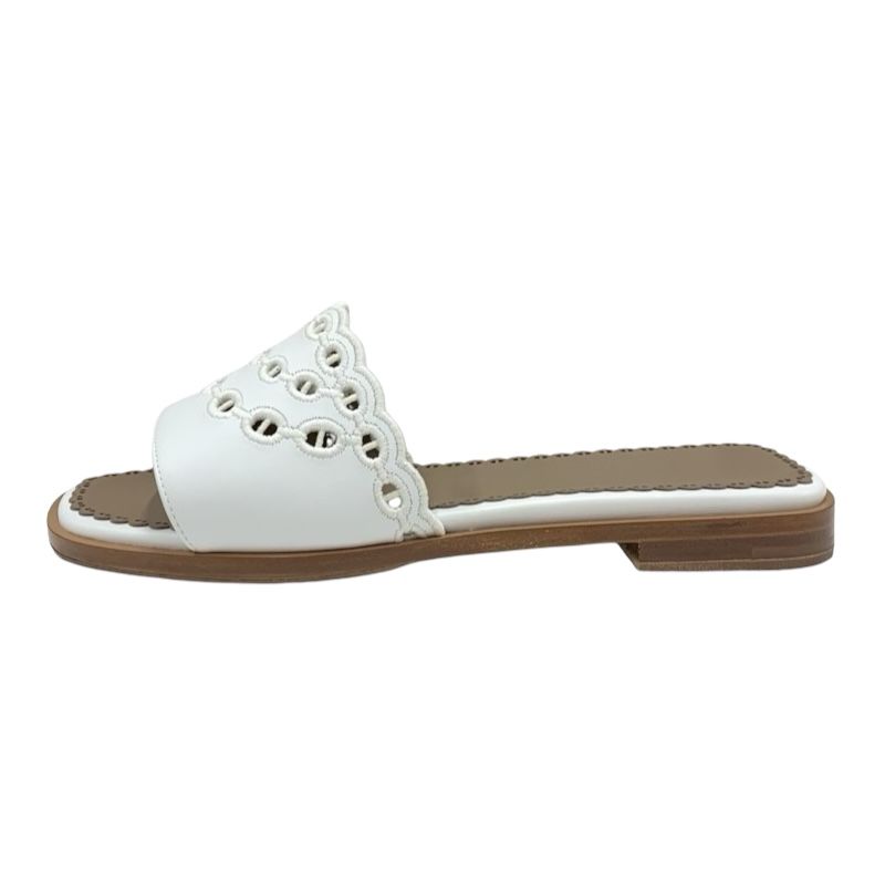 Hermes Frog Sandals Shoes Leather White Flat Sandals Mules Chaine D'ancre