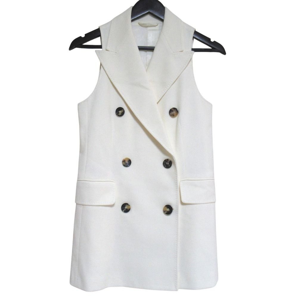 Max Mara Double Breasted Tailored Gilet Vest Ivory