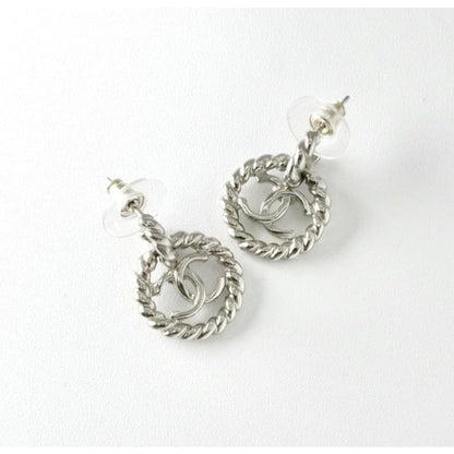 Chanel Earrings Silver Coco Mark Circle