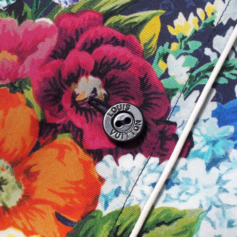 2022awLouis Vuitton Long Sleeve Shirt Size 38 All Silk Monogram Flower Print