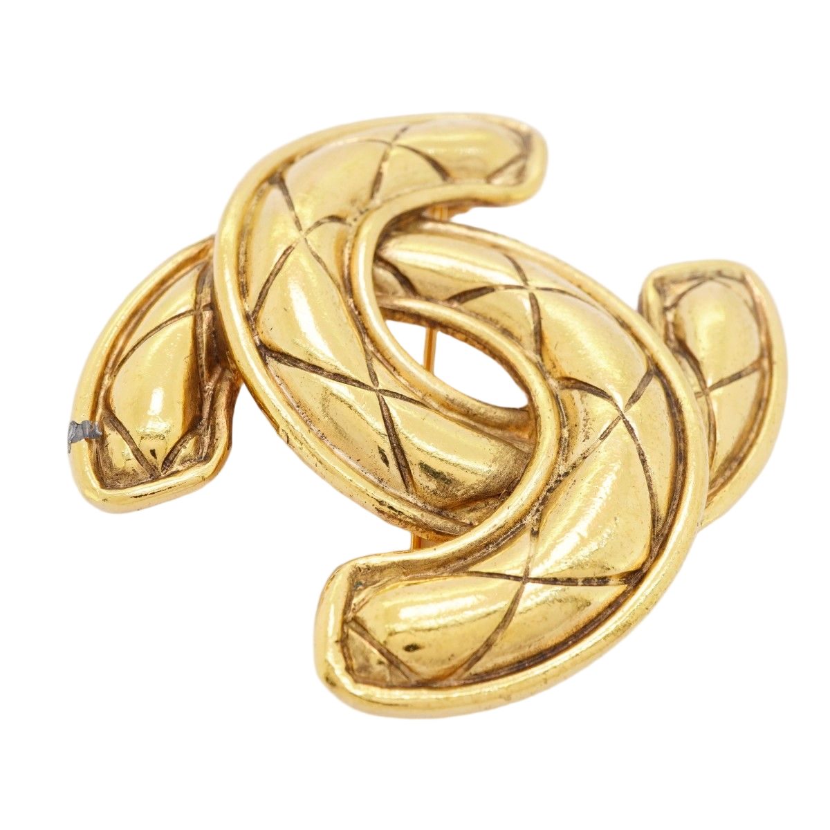 Chanel Brooch CC Logo Quilted Gold Plated — view 2