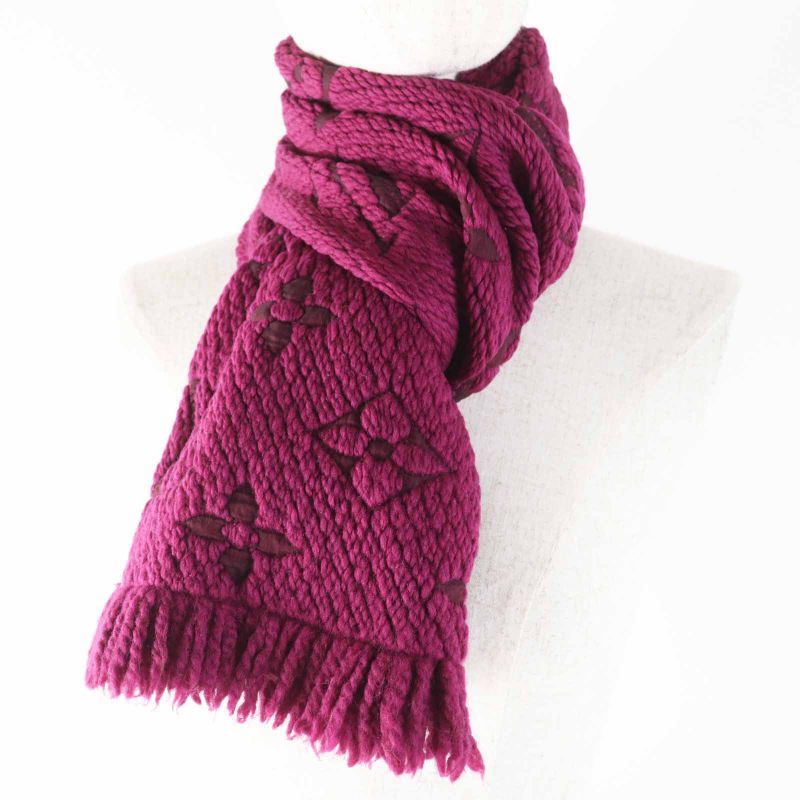 Louis Vuitton M75503 Echarpe Logomania Wool Silk Fringed Knitted