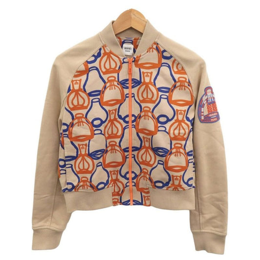 Hermes Fantasie D'etriers Size 36 Cotton Beige Orange Blue Blouson Jacket 0701