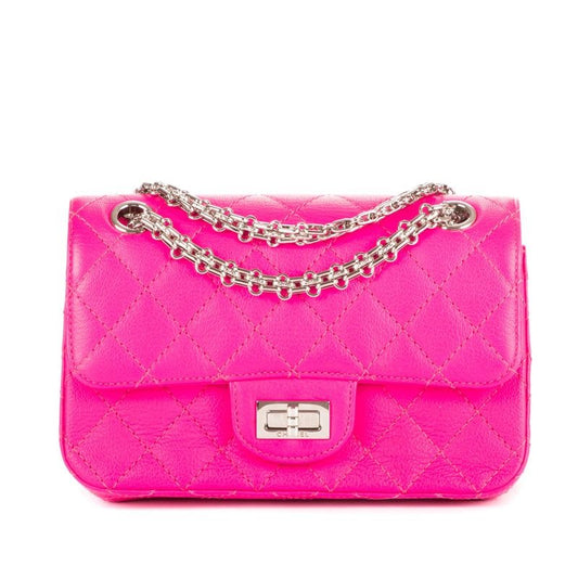Mini 224 Double Flap Pink Calfskin Leather