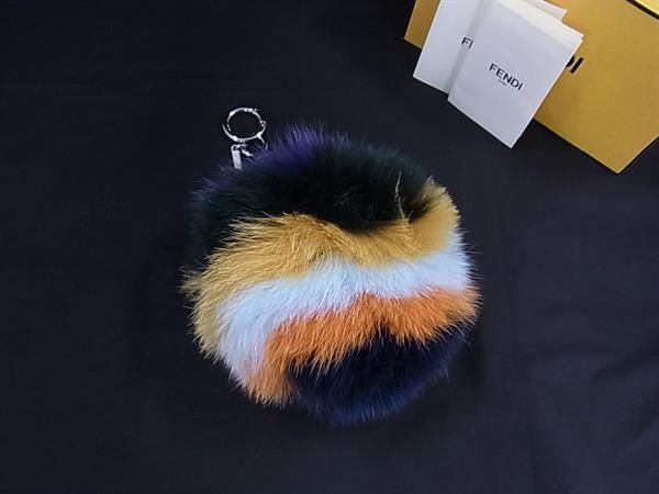 Fendi Pom Charm Fur X Leather Key Holder Key Ring Bag Charm