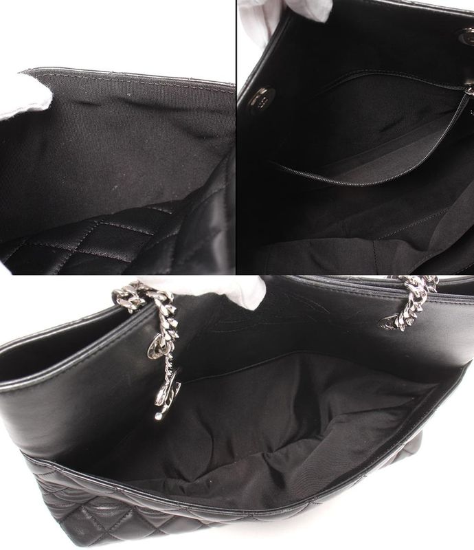 Chanel Chain Tote Bag Lambskin Silver Hardware Women's Chanel