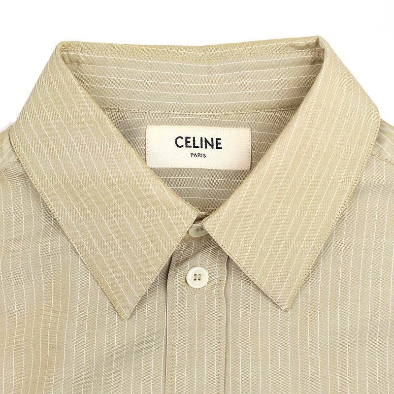 Celine 20ss Striped Silk Shirt 2c028100i Beige 37
