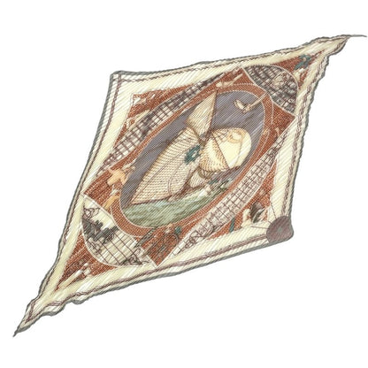 Hermes Silk Scarf Pleated Voyage AU LONG Cours Pelagic Multicolor With Box