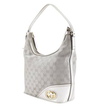 Gucci Interlocking G 182491 GG Canvas Silver Ladies Shoulder Bag