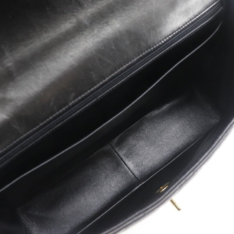 Chanel Deca Matelasse Double Chain Vintage Lambskin Black Ladies Shoulder Bag