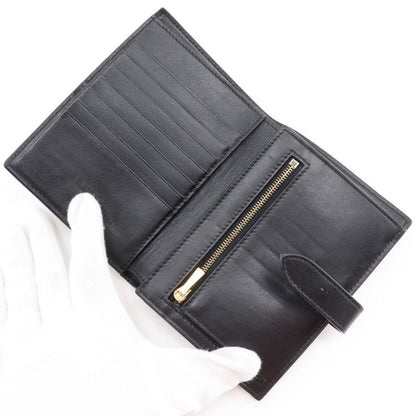Celine Medium Strap Wallet Calf Black Ladies Bifold Wallet