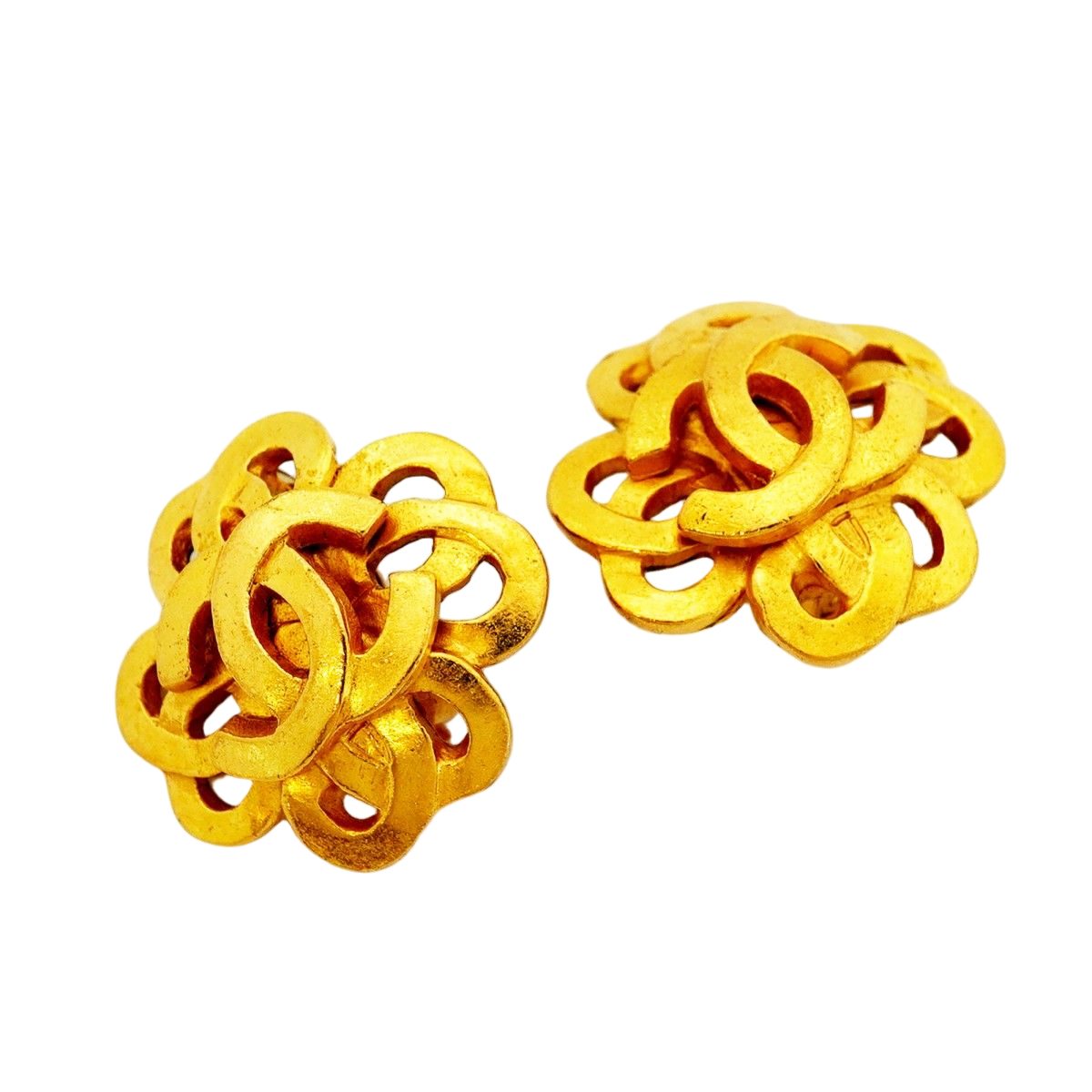 Chanel Earrings Vintage CC Logo Gold Plated — view 2