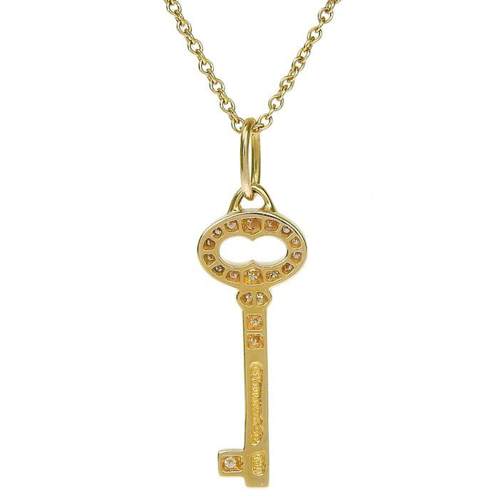 Tiffany & Co Oval Key Diamond Necklace 18K Yellow Gold 750 Yellow Gold Diamond