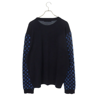 Louis Vuitton Monogram Sleeve Cashmere Blend Crew Sweater Navy Blue — view 2