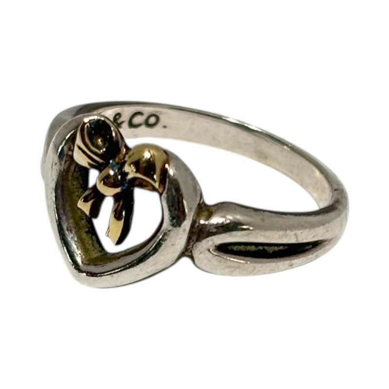 Tiffany & Co 750 925 Open Heart Ribbon Ring Open Heart Ribbon Ring Size 9