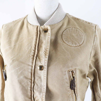 Louis Vuitton 23SS 1ab74i Cotton Washed Denim Cropped Bomber Jacket Beige 34