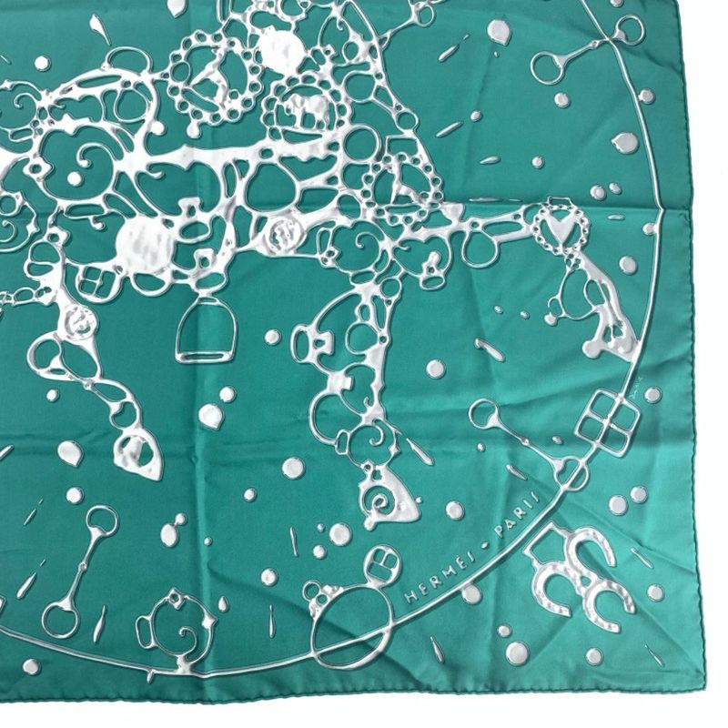 Hermes Carre 90 Cheval Fusion Cheval Fusion Green Silk Scarf