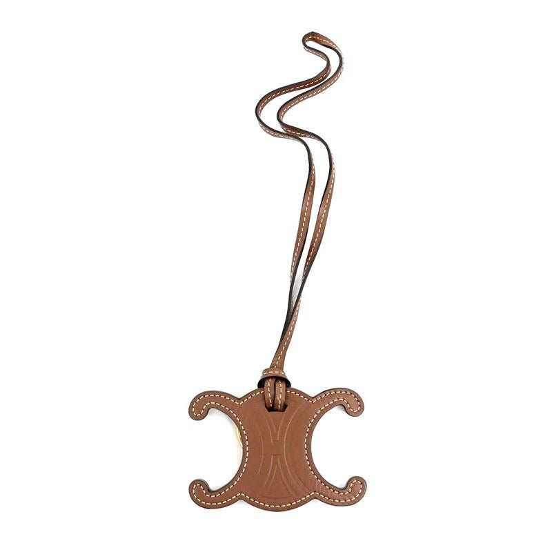 Celine Triomphe Key Sling Bag Charm Tan Brown Gold Hardware Holder