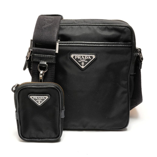 Prada Shoulder Bag Nylon Saffiano Leather
